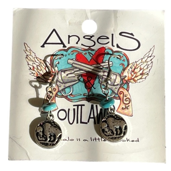 Jewelry - •Buffalo Silver & Turquoise Dangle Earrings•